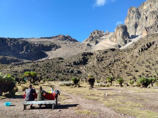 Breakfast after summiting Mt Kenya